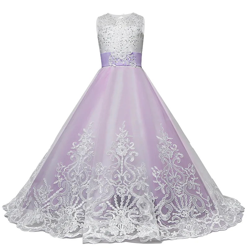 Teen Girls Princess Dress 2018 Tule Children Formal Wedding Gowns Lace Party Pageant Dresses Bridesmaid Evening Clothing For Kid (3)