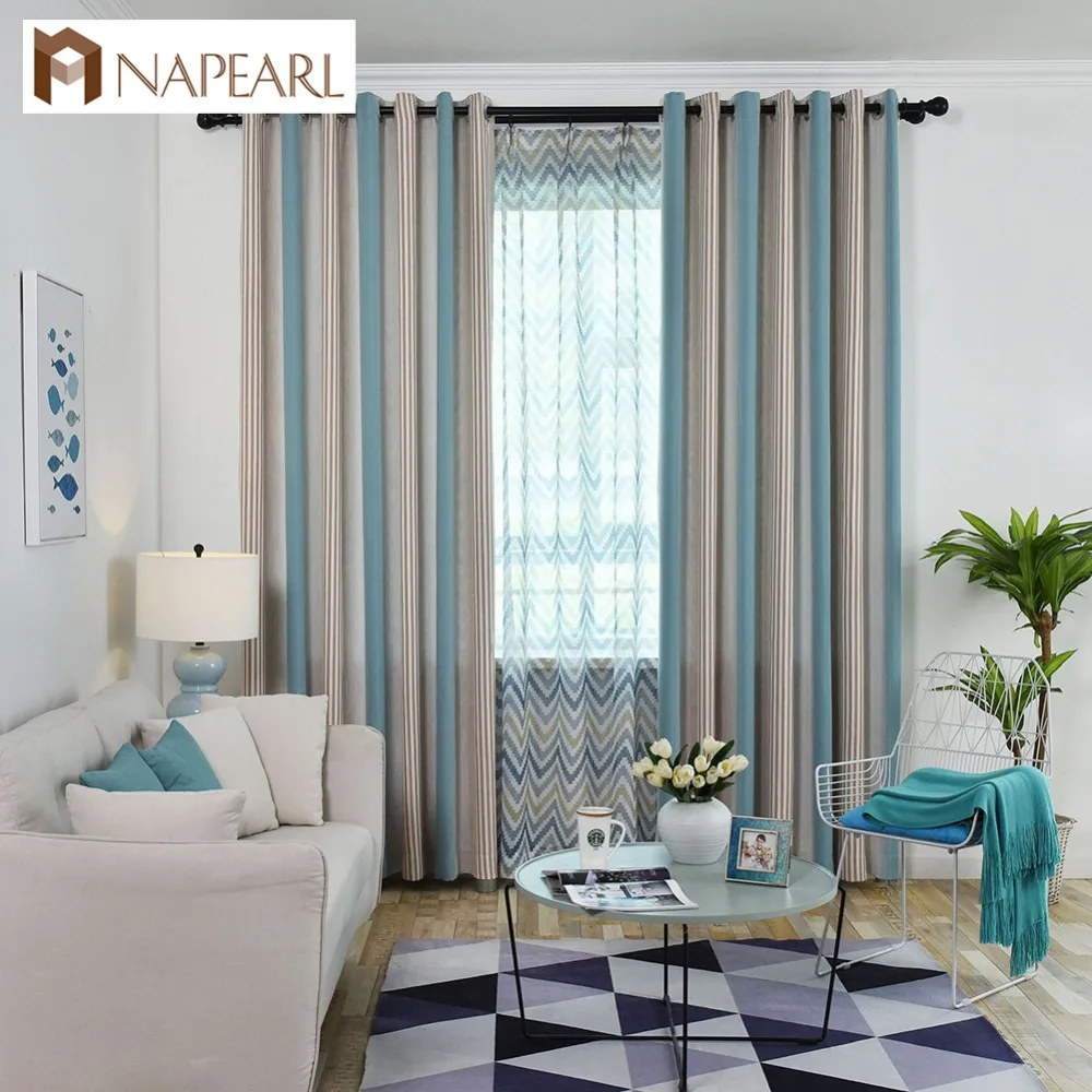 

NAPEARL Colorful Curtain High Shading Window Drape Bedroom Striped Matched Wavy Grain Tulle Gorgeous Elegant Backdrop Decoration