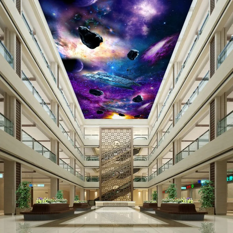 

Drop Shipping Suspended Meteorite Universe 3D Sky Flooring Painting Wallpaper Toilet Kitchen Bathroom Waterproof PVC Floor Mural