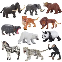 11pcs/set wild animals large solid toy plastic panda bear zebra model boy gift,