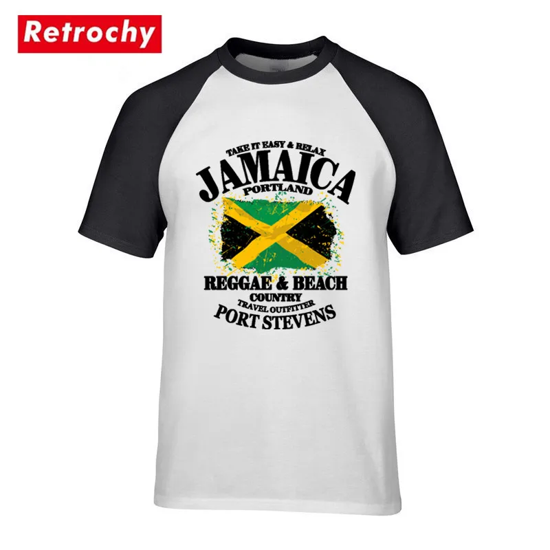 

2019 Fashion Short Sleeves Cotton tshirt Man Reggae & Beach Country Jamaica Portland Flag t shirt Print Funny streetwear T-Shirt