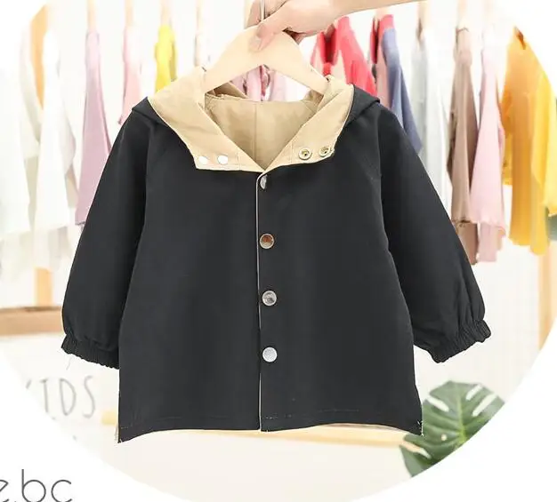 Детская Двусторонняя куртка с капюшоном в Корейском стиле повседневная для