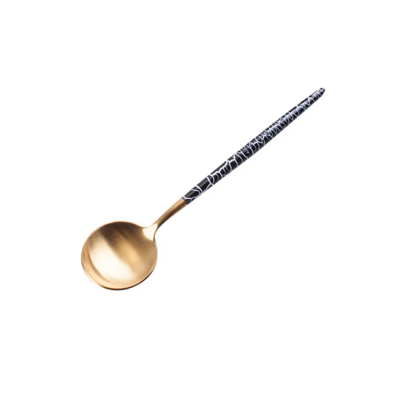 1 шт. нож и вилка ложка набор Западной нержавеющей стали Посуда Европейский стиль золотой - Цвет: Black Gold Spoon