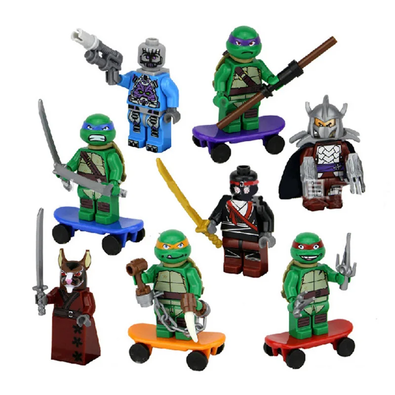 

TMNT 8 Pcs Teenage Mutant Ninja Turtles Action Mini Figures Building Block Toy New Kids Present Toys Gift compatible with legoes