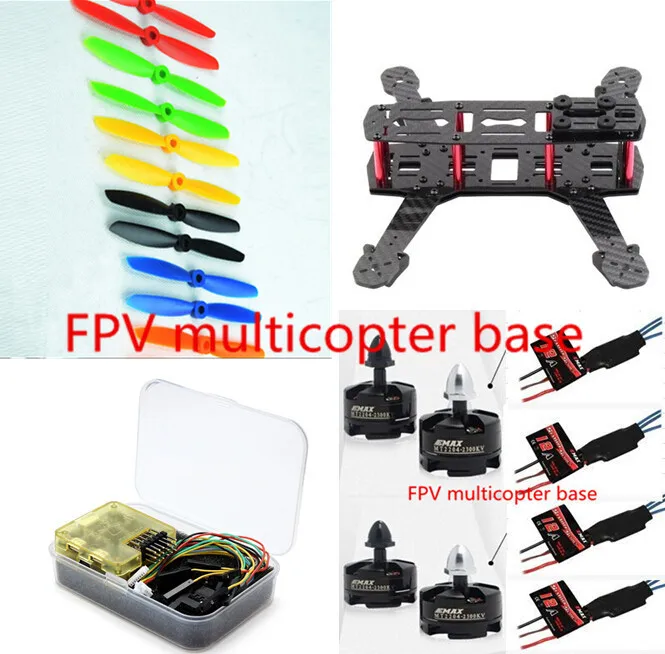

FPV DIY 3K Carbon Fiber Mini Q250 FPV drones Quadcopter frame kit+100% Original EMAX MT2204+Simonk 12A Esc+cc3d Flight Control