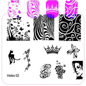 Квадратный шаблон для ногтей, цветочный торт, девушка, геометрическая форма, штамповка, маникюрный шаблон, штамп, изображение, пластина - Цвет: helen2