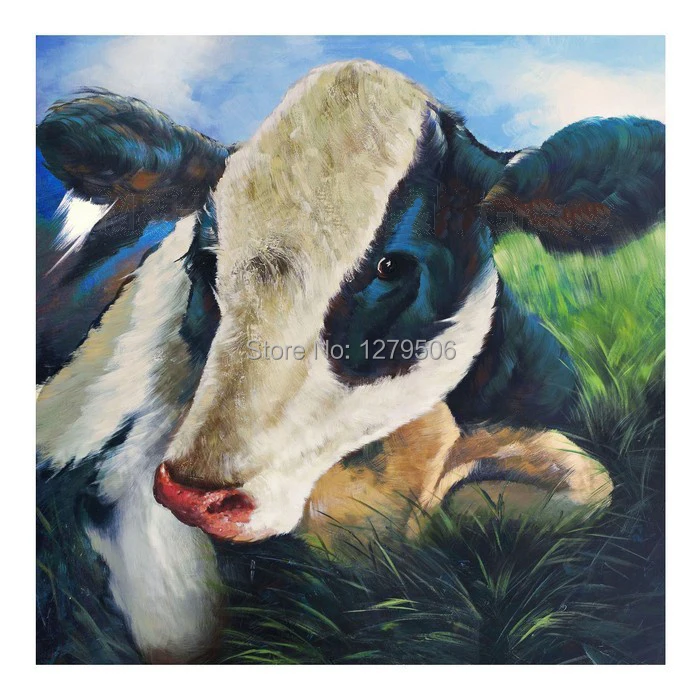 Handmade Modern Abstract Cow Oil Painting Animal Wall Art Printed on Canvas Picture for Home Decoration.jpg