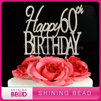 

10pcs/lot High Quality Large Sparkling Diamante Rhinestone Silver Cake Pick Topper Happy Birthday 40th, 50th, 60th, 70th, 80th