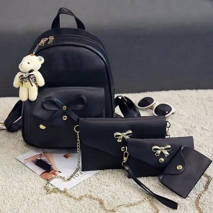 

xiniu Women Four Sets Shoulder Bags Tote Crossbody super durable Bow Women bag 4 solid zipper torby damskie Fashion handbag