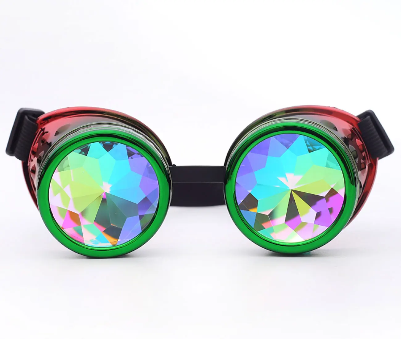 Hotselling Kaleidoscope Rainbow Crystal Lenses Steampunk Goggles EDM Glasses Gothic Cosplay Goggles Eyewear Vintage Halloween