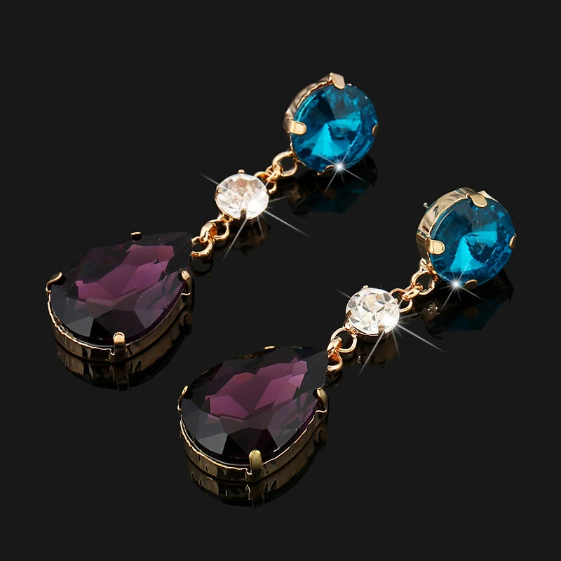 Good Quality 2016 New Statement Gem Stone Fashion Women Long Stud Earrings For Party Wedding