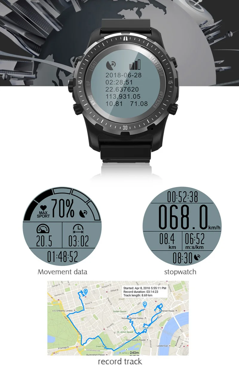Volemer GPS Outdoor Smart Watch S966 Heart Rate Monitor Multi-sport Compass Cycling Sport Watch Altitude Temperature Wristwatch  (4)