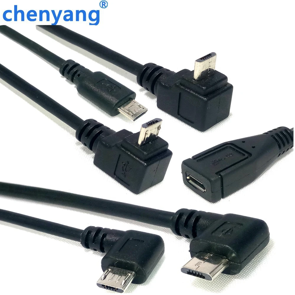 

90 Degree Up & Down & Left & Right Angle 5Pin Micro USB Male to Female m/f extension data sync power charge cable Cord 25cm