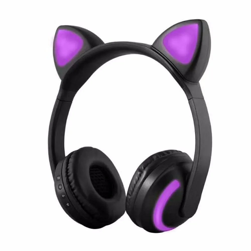 SOONHUA Cat Ear Headphones LED Ear Headphone Cat Earphone Flashing Glowing Headset Gaming Earphones for Adult and Children Gift