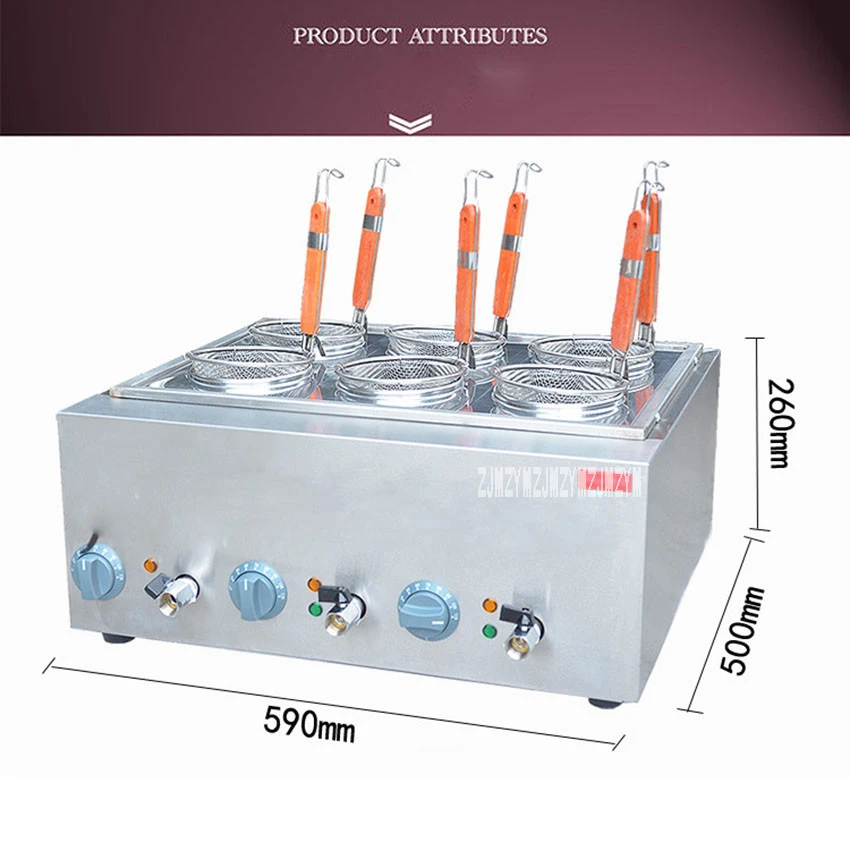 Электрическое поле 6-корзина коммерческих плита паста котла Лапша Пособия по кулинарии Лапша бак из нержавеющей Malatang машины с дренажным