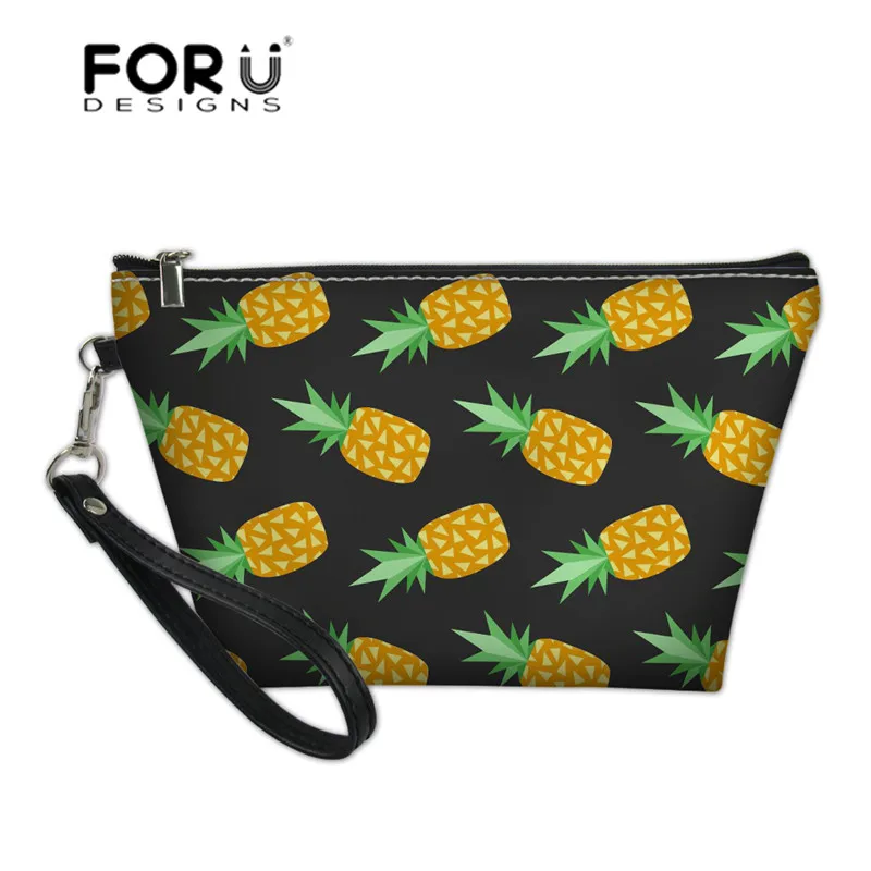 

FORUDESIGNS Women Make Up Bag Makeup Case Pineapple Fruit Pattern Travel Organizer Women's Toiletry Bag PU Leather Casual Large