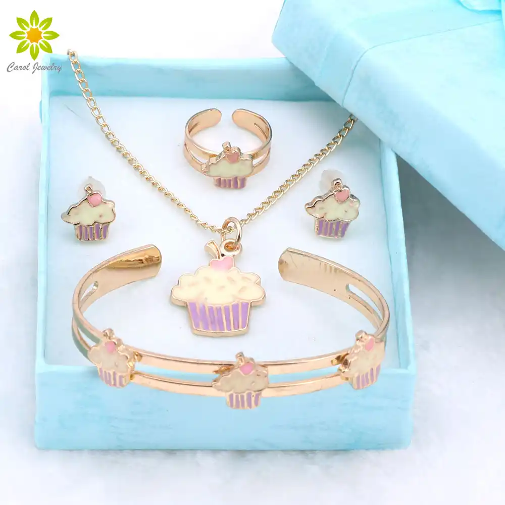 Gold Color Lovely Fashion Necklace Bangle Bracelet Set For Children Kids Costume Jewelry Sets Gift Bo 4color Gold Color Lovely Fashion Necklace Bangle Bracelet Set For Children Kids Costume Jewelry Sets Gift Bo 4color