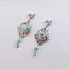 JIOFREE-pendientes bohemios étnicos con Clip para mujer, aretes de cuentas azules de Color plateado, aretes grandes y largos con estilo, joyería Vintage ► Foto 1/6