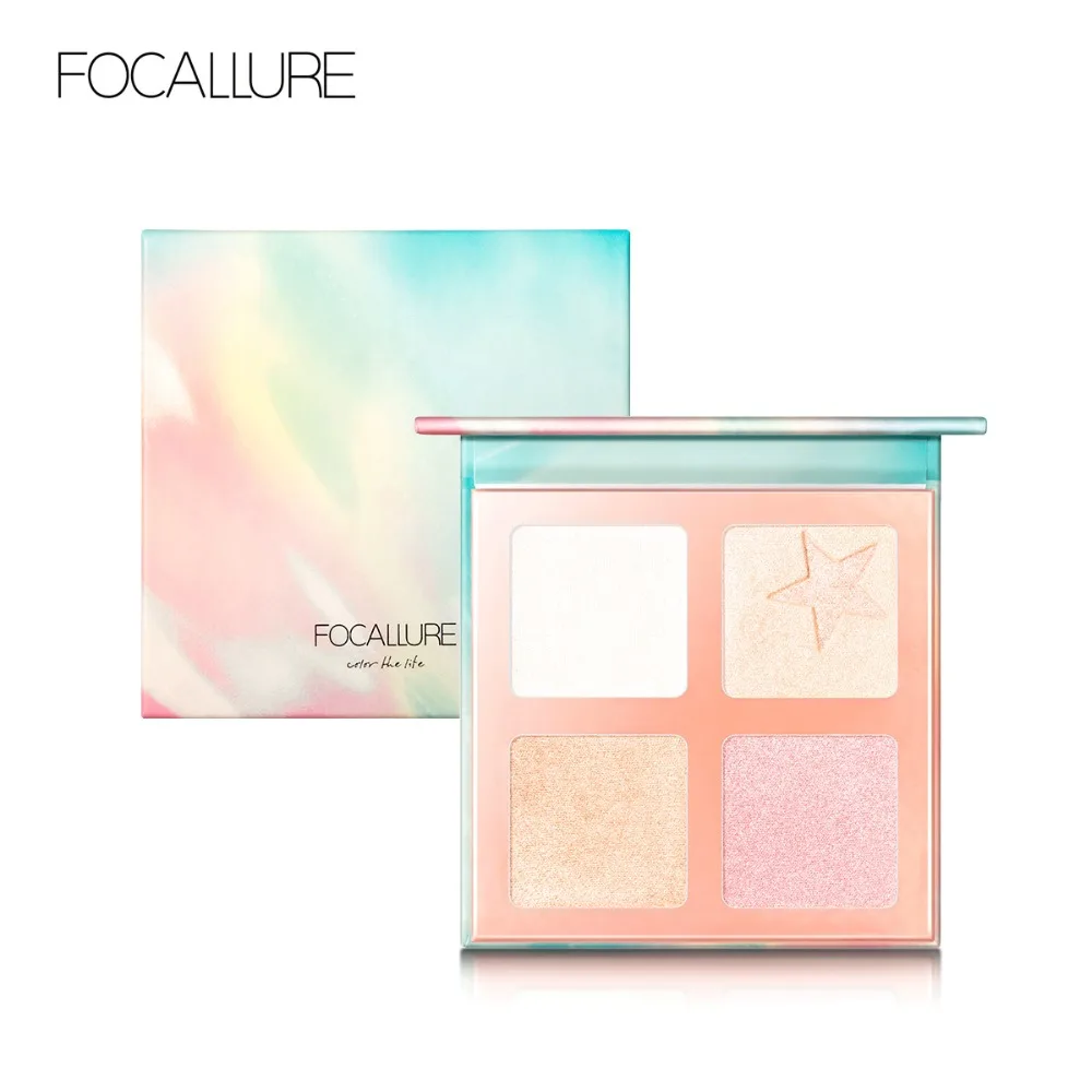 

FOCALLURE 4Colors Highlighter Palette Illuminator Makeup Natural Professional Face Makeup Glitter Highlighter