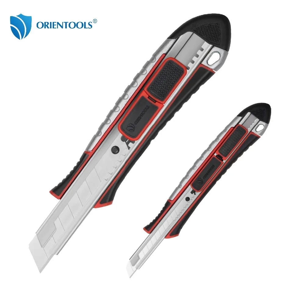

ORIENTOOLS Utility Knife Box Cutters Retractable 2-Pack Set Snap Knife Rust-Proof Zinc Alloy Body Heavy Duty Office Home Carpet