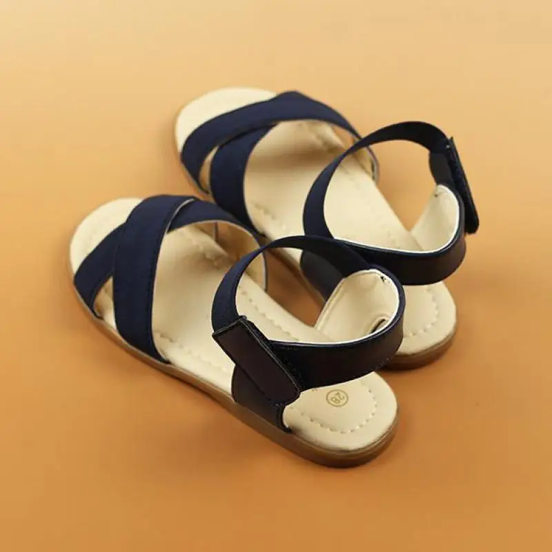 SKOEX/летние детские сандалии для мальчиков и девочек; туфли принцессы на плоской подошве с открытым носком; кожаная модная пляжная обувь в римском стиле(для детей