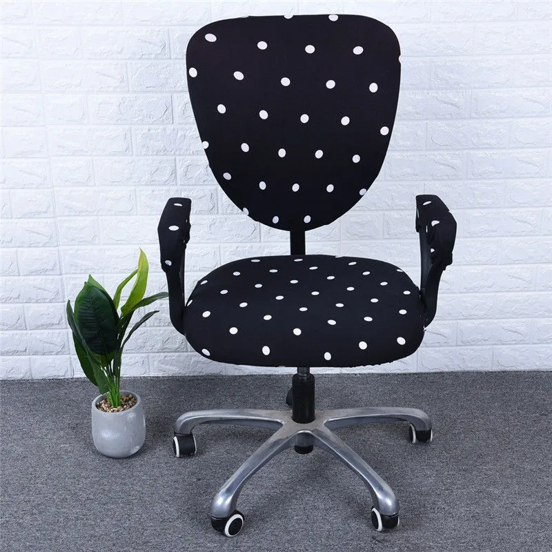 

Modern Stretch Arm Office Computer Chair Cover Flower Printed Rotating Seat Cover Removable Universal Elastic Slipcover