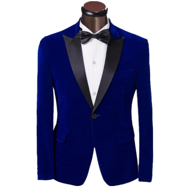 Hombres Blazers Y Chaquetas De Terciopelo Azul Real