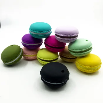 

Macaroon Silicone Teether Necklace ,Food Macaroon Silicone Chewing Teether Pendant Macaroon Teether Necklace
