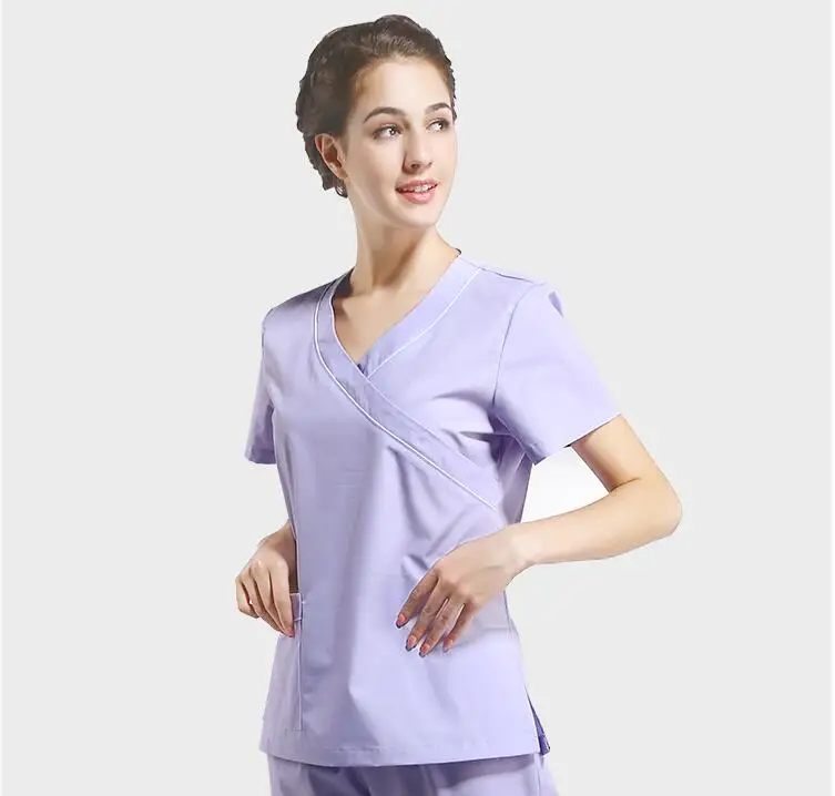 Новинка 2017 года поступления Управление комнаты короткий рукав Скребки (топ + Брюки для девочек) для женщин светло-фиолетовый медсестра