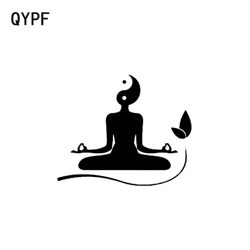 QYPF 12 7 см * 10 виниловая мотоциклетная наклейка для йоги индивидуальная черная