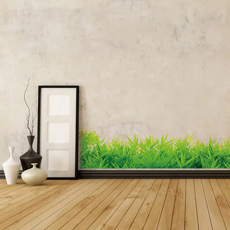 Creative Removable Flooring Angular Line Wall Sticker Green Grass