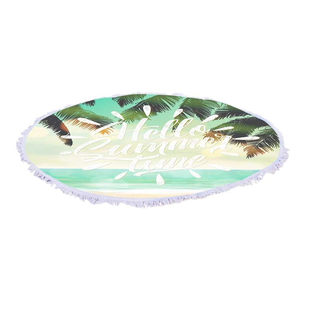 Быстросохнущее круглое цветной принт с цветочным рисунком пляжное полотенце с кисточкой DC120 - Цвет: 1