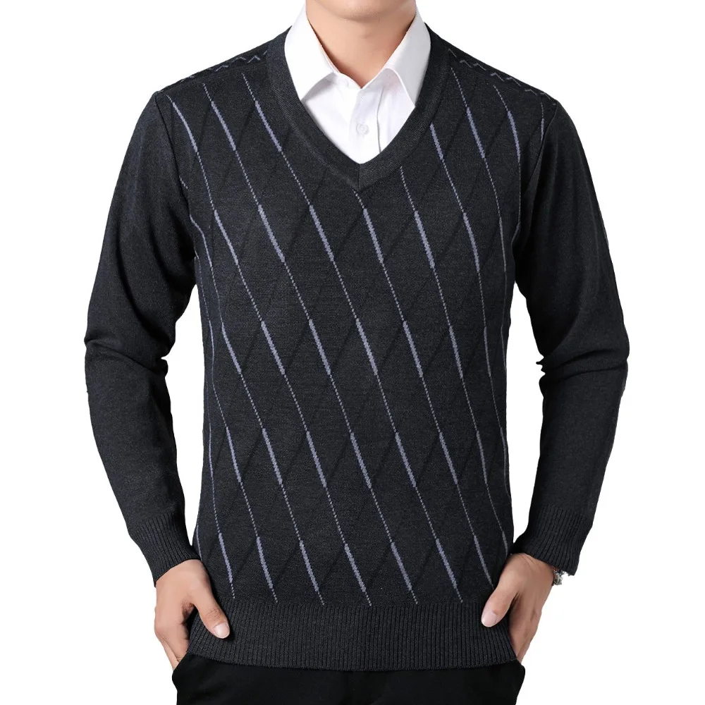 Mature Men Business Casual Sweaters Wool Cashmere Knitted Pullover Top ...