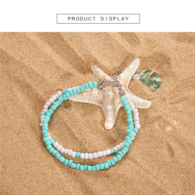 NEW Beads anklets for women Popular Resin Lady Fashion Beach Section Double Beads Anklet Foot Jewelry Sandals Pulseras J20#N (3)