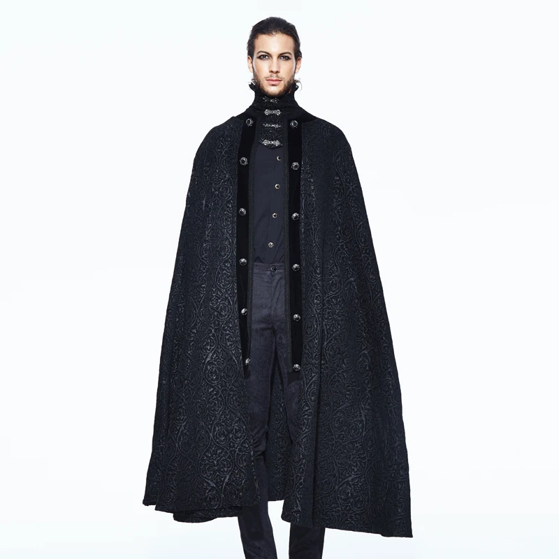 Мужское пальто в стиле стимпанк, унисекс, черные, темно-благородные накидки, вечерние накидки на Хэллоуин, накидки на осень и зиму, пальто для косплея