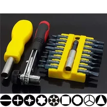 18 шт. набор креплений с шестигранной звездочкой и защитой от вскрытия, магнитный держатель, отвертка, биты, трещотка, гаечный ключ, набор ручных инструментов