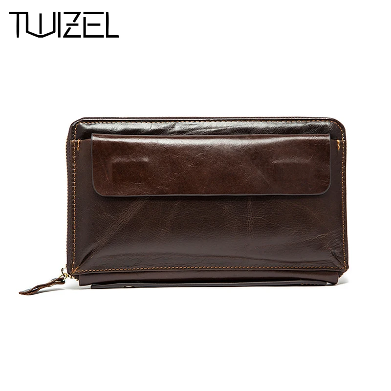 

Cow Genuine Leather Men Wallet Male Clutch Bag Long Wallets with Handle Cash Purses Phone Bag TWIZEL Carteira Masculina HQB1847