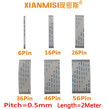 

FFC FPC Flat Flex Extension Cable 6Pin 16Pin 26Pin 36Pin 46Pin 56Pin Same Side 0.5mm Pitch AWM VW-1 20624 60V Length 2Meter 5PCS