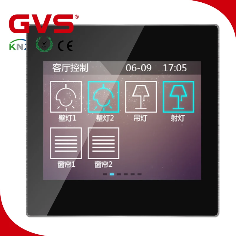 Новейшая KNX/EIB GVS K Bus 5 ''KNX сенсорный экран KNX Сенсорная панель дюймов тонкий тип