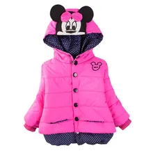 Nouveau 1-5 Ans Enfants Vêtements D’hiver Filles de Bande Dessinée Minnie Manteau Bébé Plus Épais Laine Coton Veste 5 couleurs livraison gratuite