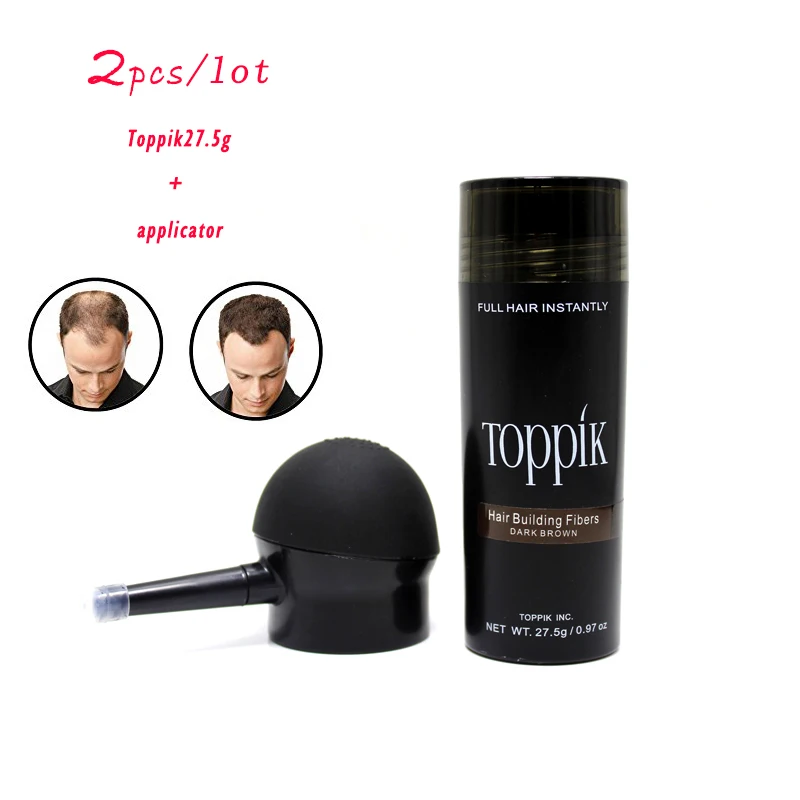 Продажа 27,5 г наращивание волос волокна Toppik + спрей аппликатор насос для выпадения волос лечение цвет порошок расширение кератиновые волокна волос И...