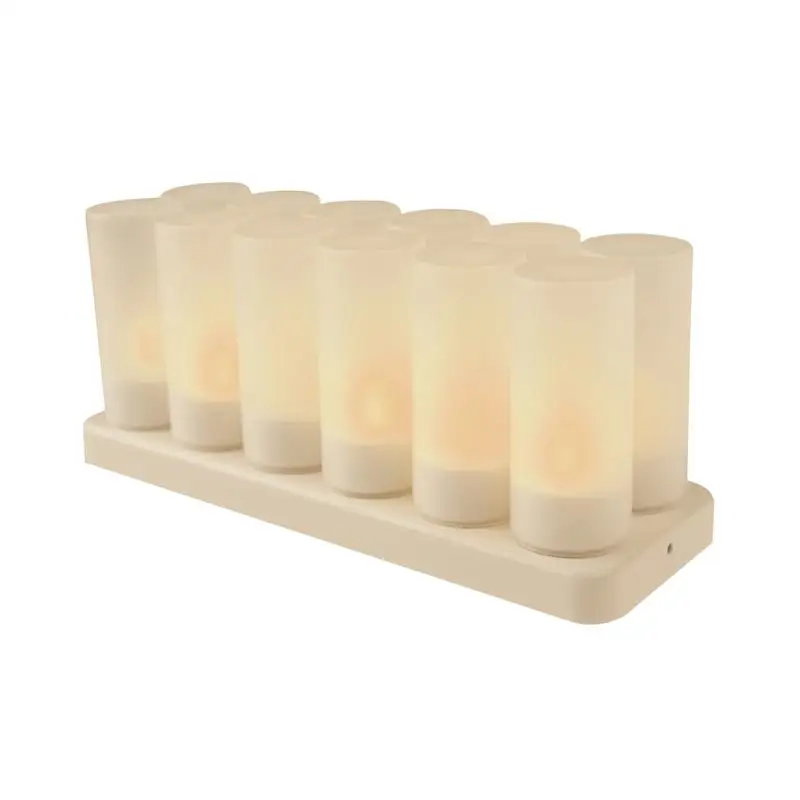 

Rechargeable Flameless 12LEDS LED Tea Light Flicker Tea Candle Light Party Wedding Candels Safety Home Decoration With Charger