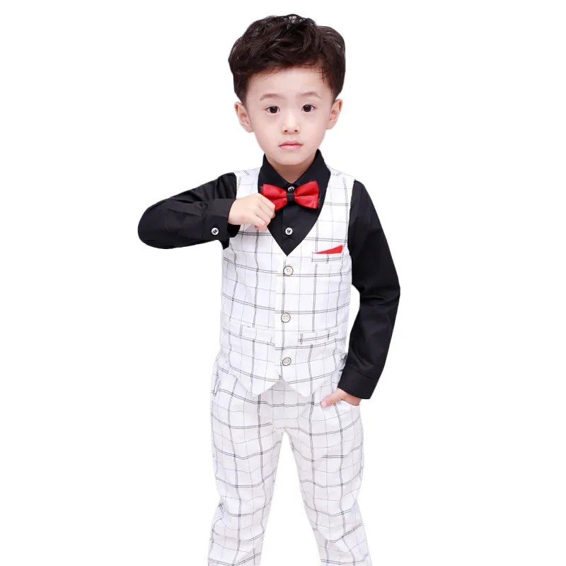 

Kids Wedding set for Boys Formal Suits Birthday Party Dress Shirt Gentleman Waistcoat Pants 2Pcs Children Piano Show Clothes