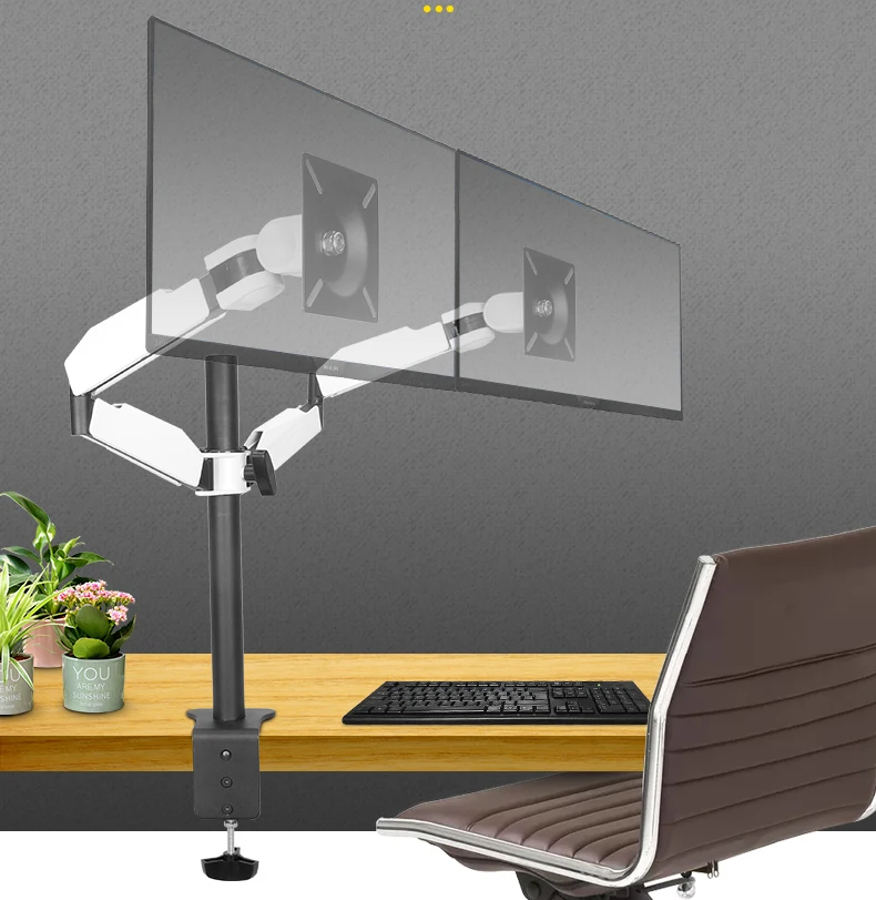 

AOC-MN1212 Steel metal 360 rotate full motion 10-27" double monitor table mount dual computer desk support bracket screen stand