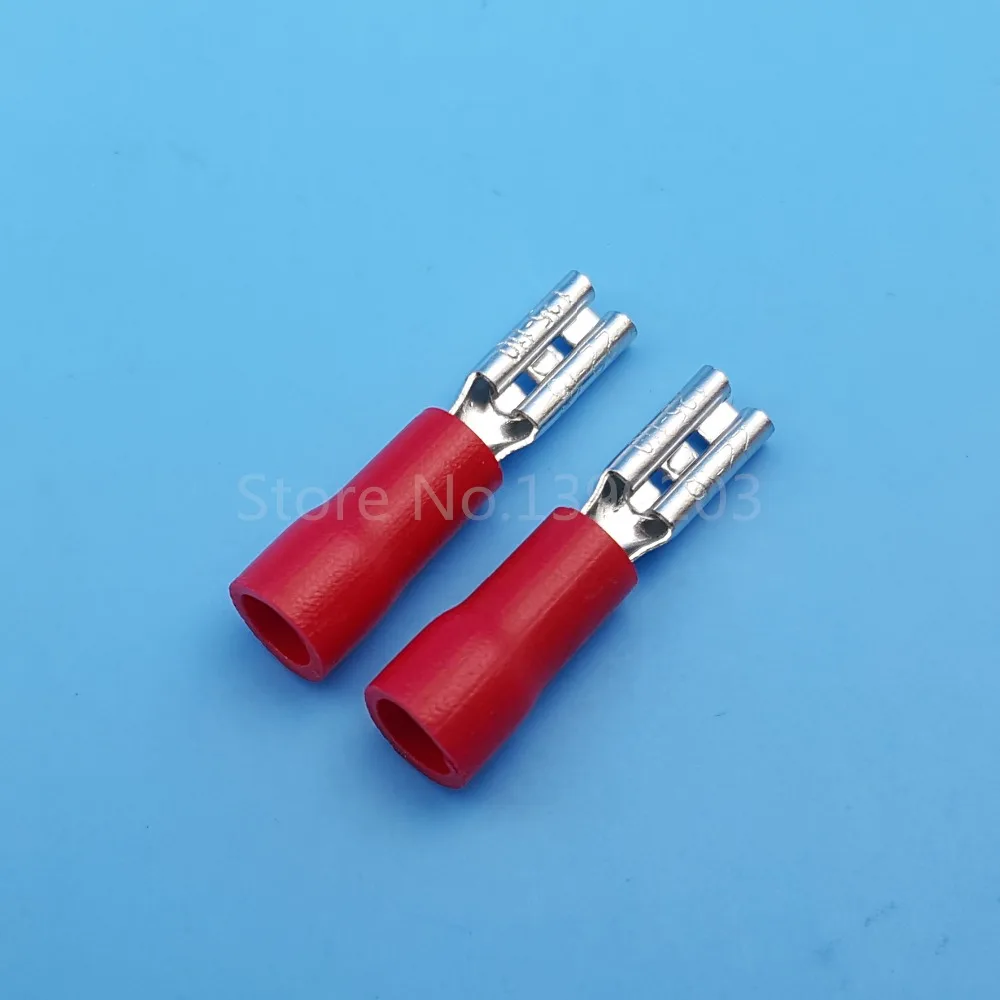 1000Pcs RED FDD1.25 110 2.8mm Female 16 22 AWG Spade Insulated Quick ...