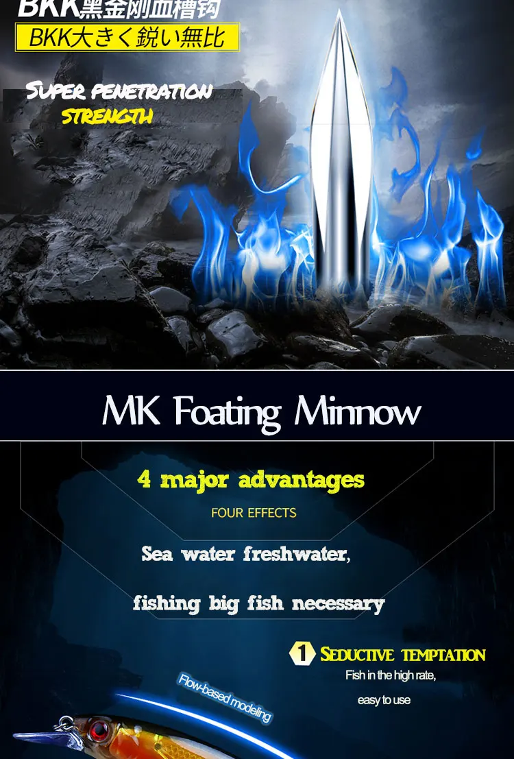 Mermaidknight рыболовные приманки 110 мм 14 г Гольян Пластиковые глубоководные рыболовные плавающие снасти воблер с крючками бас искусственная приманка