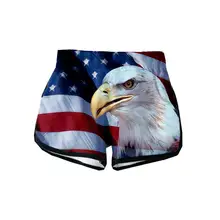 Женский день независимости печати велосипеды бег Леггинсы Шорты 4 июля Лето Женщины Горячая Распродажа фитнес-Браслет Йога Короткие