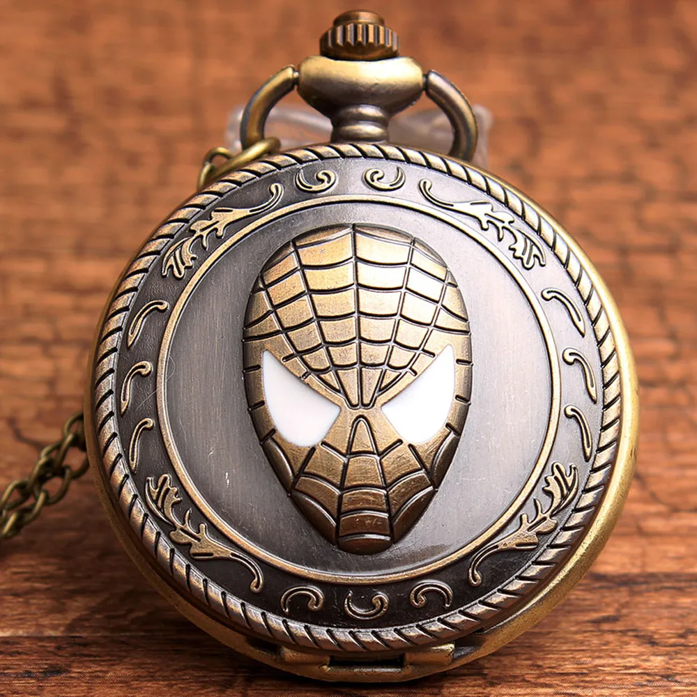 Железный человек кварцевые карманные часы Marvel фильмы-Комиксы серии Fob часы Бронзовый флип часы с цепочкой ожерелье для женщин и мужчин