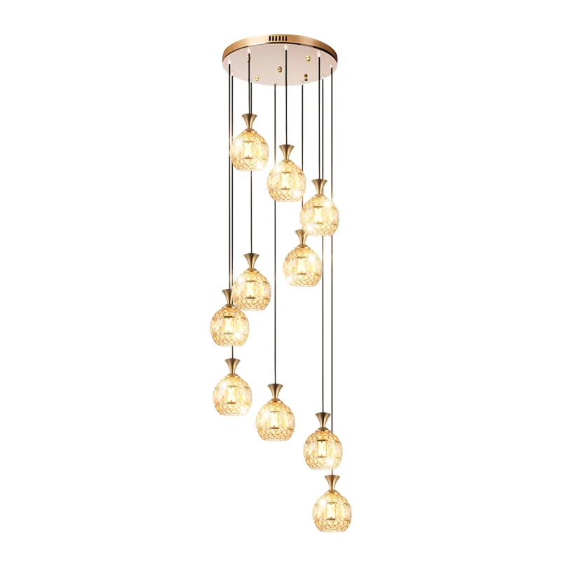 

Custom stair crystal long Pendant Lights Nordic complex floor living room dining room simple lamps wf4261142