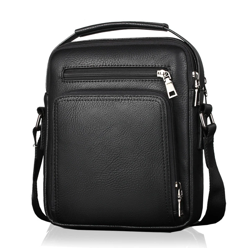 High Quality Pu Leather Men Shoulder Bag Casual Zipper Office Messenger ...